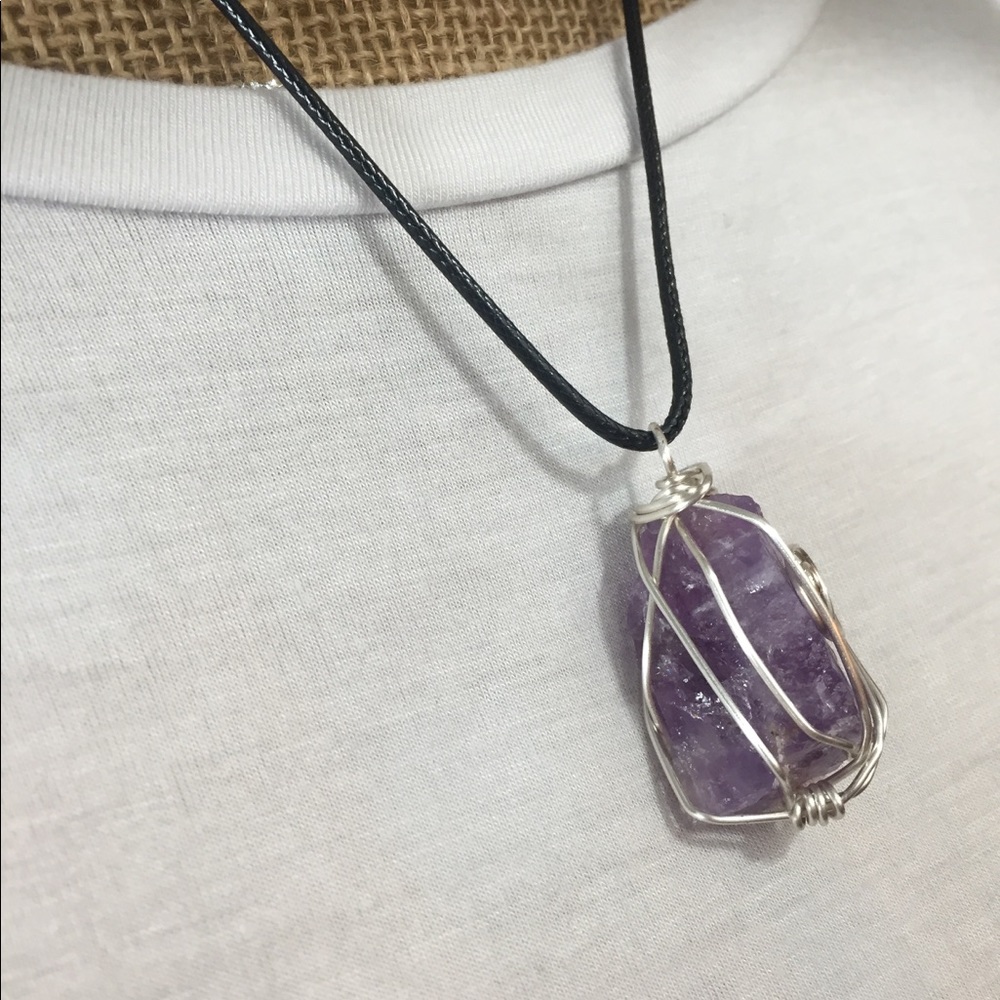 Natural Amethyst Wire Wrapped Necklace 🔮